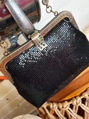 Vintage Black Metal Mesh Evening Bag Art Deco Style Cocktail Purse Boutique